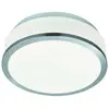 Plafonnier discs verre opal argent satiné 2 ampoules 9,5cm