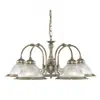 Searchlight Suspension american diner, en laiton antique et verre, 5 ampoules