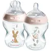 Lot de 2 biberons déco fille closer to nature 260ml - tommee tippee