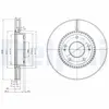 Disque de frein DELPHI BG3861C avant, ventilé, 2 pièce