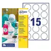 Avery Étiquettes Amovibles Rondes Blanches Ø51mm L4853REV-25 - Pack de 375 pour Impression Laser et Jet d'Encre