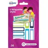 Bloc de 30 étiquettes pour stylo Avery Bleu et Vert