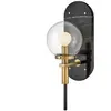 Applique Murale Acier, Verre transparent Noir avec laiton