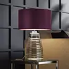 Lumière Lampe de table en verre et abat-jour satiné aubergine H: 64,3cm