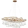 Quintiesse Suspension Laguna, doré avec gouttes de verre, à 8 lampes