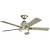 KICHLER Ventilateur de plafond LED Colerne 52, nickel/noyer blanc