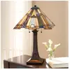 QUOIZEL Elstead - Inglenook - Lampe de table Tiffany à 2 lumières, bronze, E27