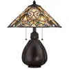QUOIZEL Lampe - India - Bronze impérial - Verre Tiffany - 2 ampoules - 75W