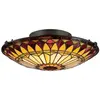 QUOIZEL Elstead west end - plafonnier à 2 lumières vintage bronze, verre tiffany, e27