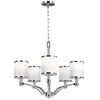 FEISS Chandelier prospect park, nickel satiné, chrome, verre opale, 5 éclairages