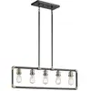 Imahn - Lustre suspendu à 5 ampoules au plafond, noir, laiton naturel, E27 - Elstead