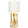 Elstead Lampe à poser en tissu Apollo laiton/blanche