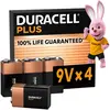 Duracell Plus Pack de 4 pcs 9V Alkaline Batteries 6LR61 MN1604 pile jetable