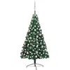 Semi-sapin de Noël artificiel éclairage boules Vert 120 cm