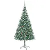 Arbre de Noël artificiel avec éclairage boules cônes 210 cm