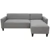 CASAPY Canapé d'angle fixe 4 places BOB - Tissu souris - Réversible - L 197 x P 117 x H 65 cm