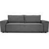 CASAPY Canapé convertible 3 places JOSH - Velours côtelé Anthracite - Coffre de rangement - L 197 x P 117 x H 65 cm