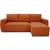 CASAPY Canapé d'angle convertible 3 à 4 places PHARELL - Tissu velours cotelé terracotta - Réversible - L 224 x P 155 x H 85 cm