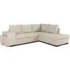 CASAPY Canapé d'angle convertible réversible 4 places MITCHELL - Tissu Beige - L 247 x P 91 x H 205 cm - Coffre de rangement