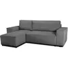 NO NAME  Canapé d'angle convertible réversible - 4 places - JOSH - Tissu velours cotelé - Anthracite - Coffre - 242 x 155 x 86 cm