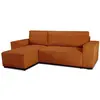 NO NAME  Canapé d'angle convertible réversible - 4 places - JOSH - Tissu velours cotelé - Terracotta - Coffre - 242 x 155 x 86 cm