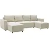 CASAPY Canapé d'angle convertible panoramique pharel56 places - perle - coffre de rangement - 297 x 155 x 85 A126144