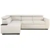 CASAPY Canapé d'angle convertible réversible - 45 places - kelio - tissu beige - 3 tétieres