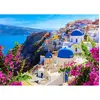 Puzzle 1000 pièces Enjoy - Santorin Vue avec Fleurs, Grèce