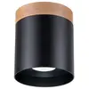 SOLLUX LIGHTING Spot pour plafond Rif, noir, Ø 12 cm, bois, aluminium