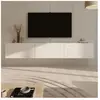 PETITS MEUBLES Meuble TV suspendu 3 portes 180x35x29,6 cm blanc - DALLYN