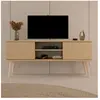 Mes Meuble TV Toronto - Chêne - 120 cm - 2 portes - 2 étagères - Pieds en hêtre massif