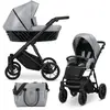 Kunert Ivento 2in1 poussette en gris avec cadre noir et accessoires