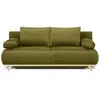 HOMIFAB Canapé convertible 3 places avec coffre de rangement en velours vert olive - Laria