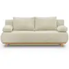 HOMIFAB Canapé convertible 3 places velours côtelé beige avec coffre - Laria