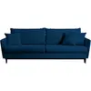 SELSEY Canapé - VOLIO - 221 cm - trois places velours hydrophobe - bleu marin - pieds noirs