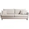 SELSEY Canapé - VOLIO - 221 cm - trois places velours hydrophobe - beige - pieds noirs
