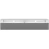 SELSEY Meuble TV - REDNAW - 140 cm - blanc mat / gris brillant - 2 niches ouvertes - avec 2 tiroirs - style moderne - avec LED