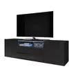 Selsey Bros - Meuble TV/Banc TV (140 cm, Noir Mat/Noir Brillant, avec ...