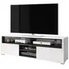 Selsey Meuble TV / Meuble de salon - MARIO - 140 cm - blanc mat / noir brillant - sans LED - 4 niches ouvertes - 2 compartiments fermés