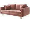 Selsey Canapé convertible 3 places en velours rose