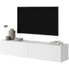 SELSEY Meuble TV - VELDIO - 140 cm blanc avec façade fraisée