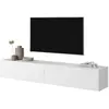 SELSEY Meuble TV - VELDIO - 175 cm blanc avec façade fraisée