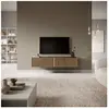 SELSEY Meuble TV - TELIRE - Meuble TV 140 cm noir avec façade artisanale chêne fraisé