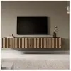SELSEY Meuble TV - TELIRE - 175 cm - noir avec façade artisanale chêne fraisé