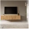 SELSEY Meuble TV - TELIRE - Meuble TV 140 cm en chêne artisan avec façade fraisée
