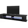 Meuble tv - mitchell - 180 cm - noir mat / noir brillant - avec led