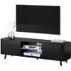 Selsey Meuble tv - LEFYR - 140 cm - noir mat / noir brillant - éclairage led