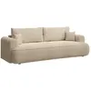 SELSEY Canapé convertible trois places - OVO - tissu chenille beige clair