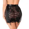 Noir HandMade Mini jupe Corset F341 wetlook et dentelle