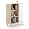 KOBI FONDI Meuble Buffet, commode, armoire 1 porte et 3 étagères - chêne sonoma / blanc - L 90 x P 40 x H 116cm